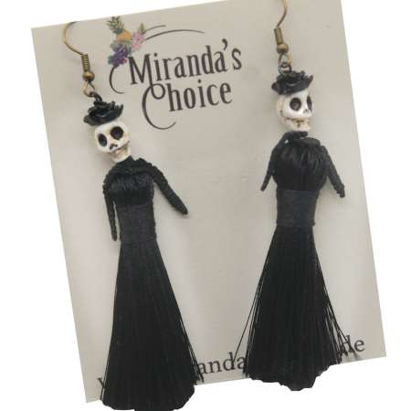 Halloween earrings skull and tassel